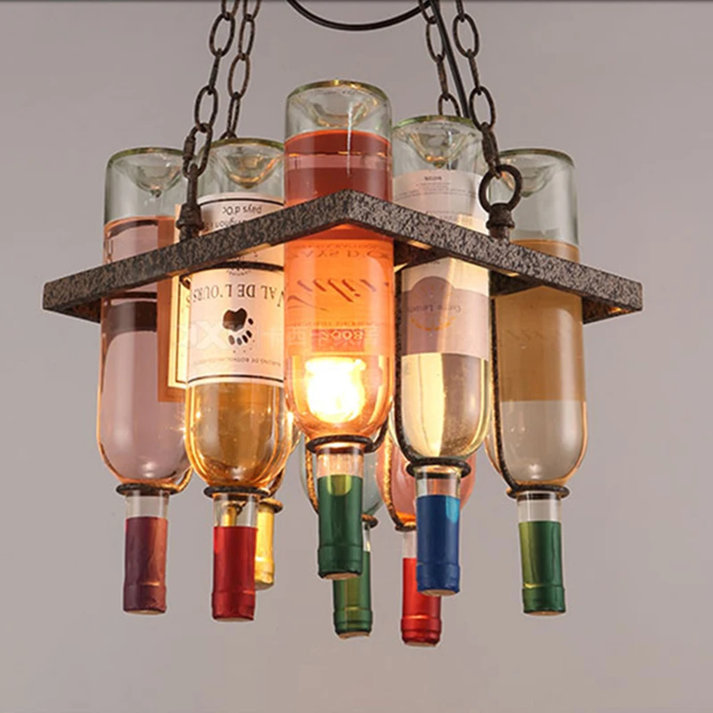 DIY Винтаж ретро висит бутылки вина E26/E27 светодиодный Люстра для бара столовой