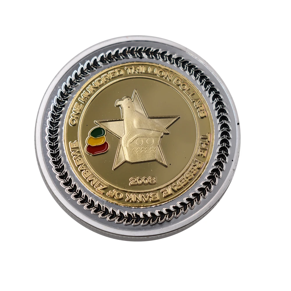 Высокое качество сто триллионов долларов Zimbabwe вийский 24k позолоченная монета