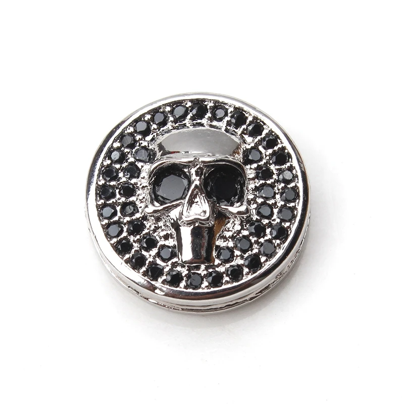 1pc 14*14mm Copper skull black crystal charms Pave CZ Cubic Zirconia Fitting handmade craft jewelry accessories findings making | Украшения