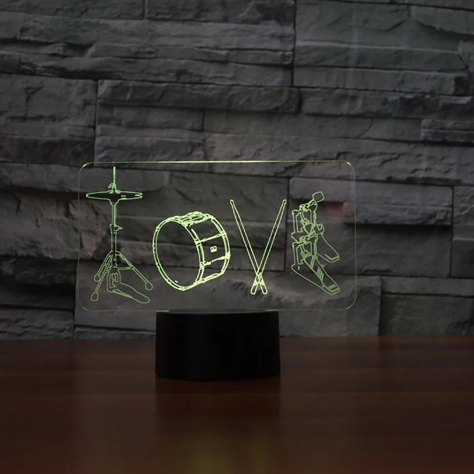 3D LED ночник барабанная лампа крутой мальчик спальня Ночник декор Bulbing детские