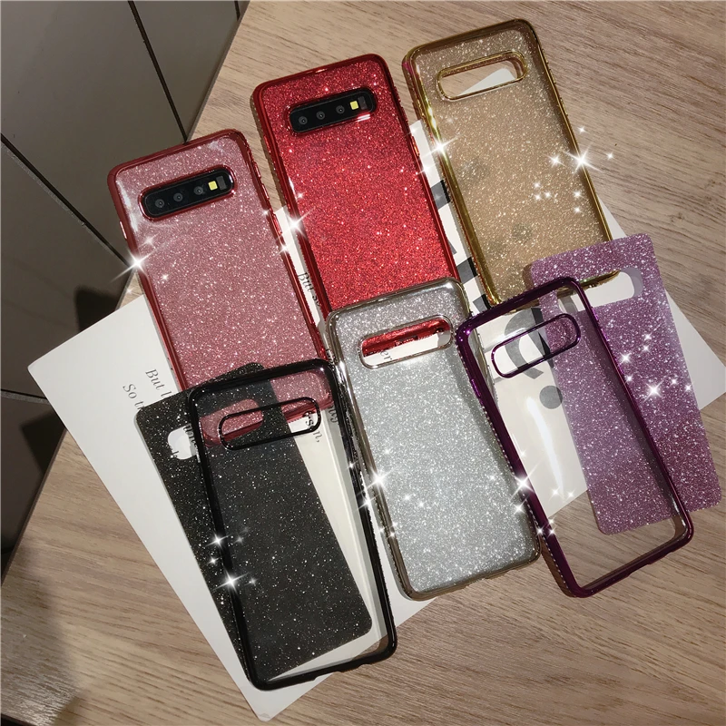 

Diamond 360 Ring Holder Plating Soft Silicone Glitter Case For Samsung S10 S10e S9 S8 Plus S7 Edge A6 A8 A7 2018 J8 Note 8 9