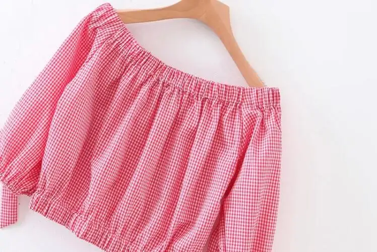 Укороченные топы с рукавами-фонариками средней длины для женщин вырезом