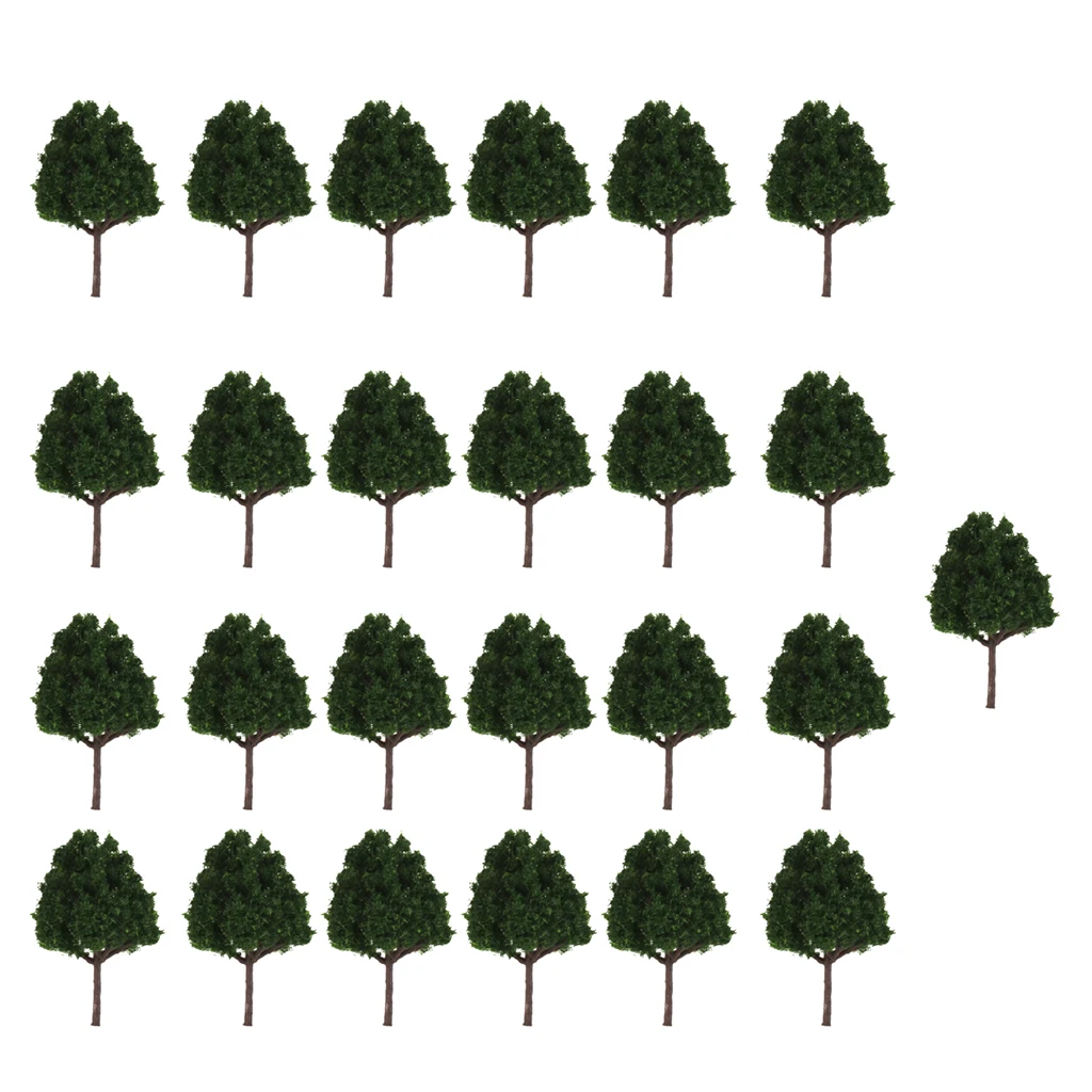 

25pcs Miniature Plastic Trees for Model Railways N Scale Train Scenery Layouts 1:150 Diorama Architecture Decorations