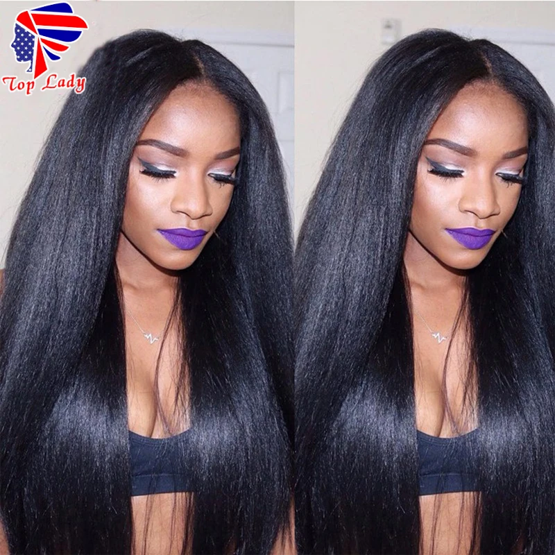 Full Lace Human Hair Wigs For Black Women Yaki Straight Brazilian Virgin Glueless Front | Шиньоны и парики