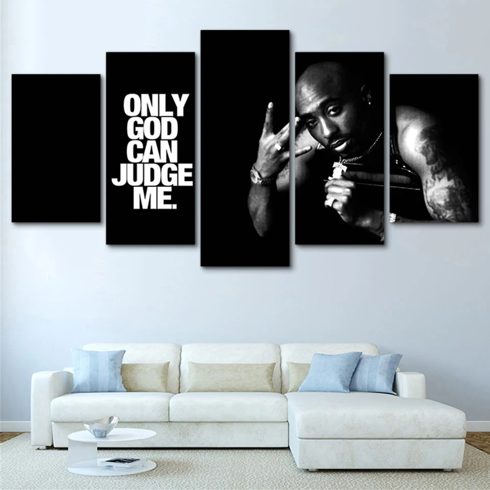 Современные украшения для дома, 5 шт., Tupac Amaru Shakur Rapper 2Pac, холст, художественный принт, плакат, фоторамки, модульные настенные картины, искусство
