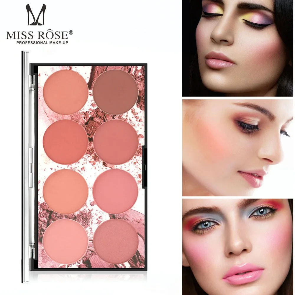 Miss Rose палитра для румяны 8 цветов Персиковый Порошок Бронзовый Румяна лица