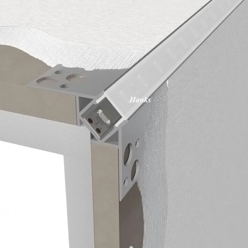 20М/Метра (1М/ШТ) Профиль угловой монтажной дорожки из гипсокартона с рассеивающим ПК ковриком для однорядных светодиодных лент.