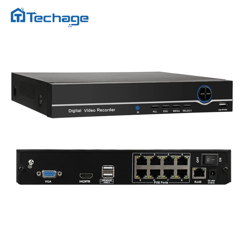 Techage 8CH 1080 P PoE NVR комплект системы видеонаблюдения 2.0MP Крытый открытый