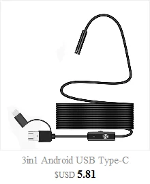 3 в 1 Android USB Type-C инспекционная эндоскоп камера 7 мм 6 LED HD Водонепроницаемый Бороскоп зонд набор инструментов 20A Прямая поставка