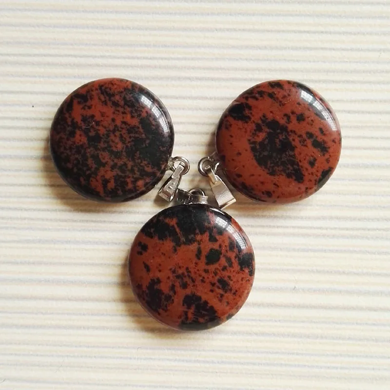 

fashion Mahogany Obsidian 20MM natural stone round pendant for making jewelry charms women accessories 50pcs/lot Free shipping