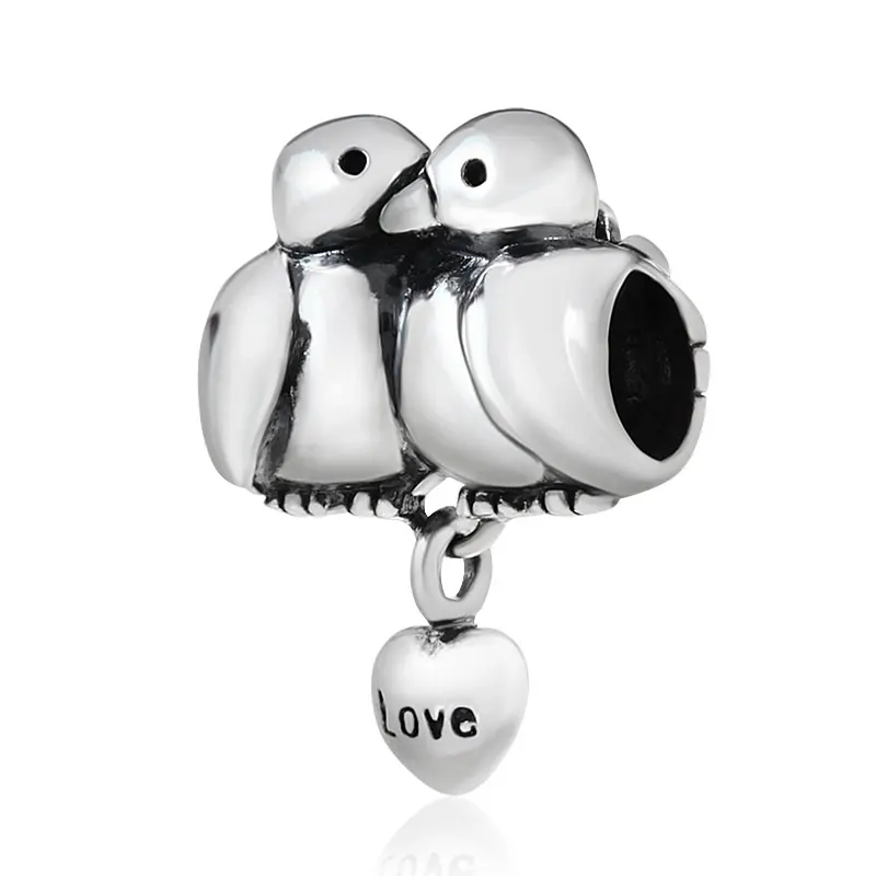 Soulbead для Pandora, подвески, серебро, 925,, пара, птицы, любовь, бусины, фламинго, Тропический попугай, подвеска, Шарм