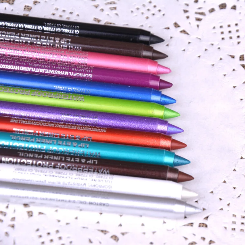Women Makeup Waterproof Eyeliner Stick Long-lasting Colorful Shimmer Pigment White Purple Eye Liner Pencil Beauty Mak Up Pen |