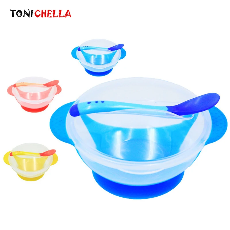 

Children's Tableware Baby Learning Dishes With Spoon Strong Suction Cup Infant Feeding Plate Sucker Bowl Dinnerware Set CL5320