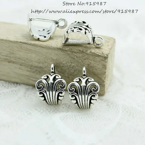 

Sweet Bell Wholesale Free Shipping! 50pcs 8*12*17mm Antique Silver filigree Pattern Bail Beads Jewelry Making D0590