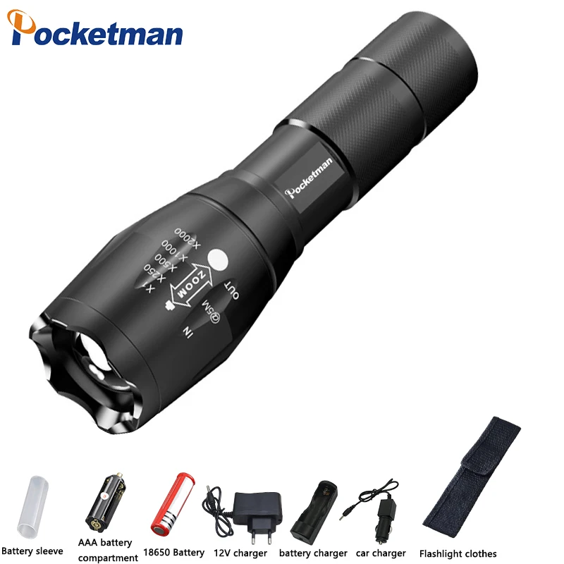 Package F 8000LM светодиодный фонарик 18650 Факел Водонепроницаемый перезаряжаемые XM-L T6 L2 5 Режим Масштабируемые свет для 3x AAA или 3,7 v Батарея - Испускаемый цвет: Package F
