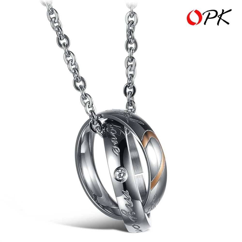 OPK Half Heart Puzzle Couple Necklaces Romantic Black/Gold Color Stainless Steel Women Men Pendant Jewelry 1 PCS Price GX830 | Украшения и