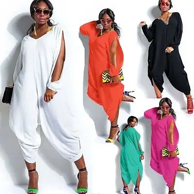 Women Hot Long Sleeve Chiffon Romper Baggy Harem Jumpsuit Plazzo Plus Size | Женская одежда