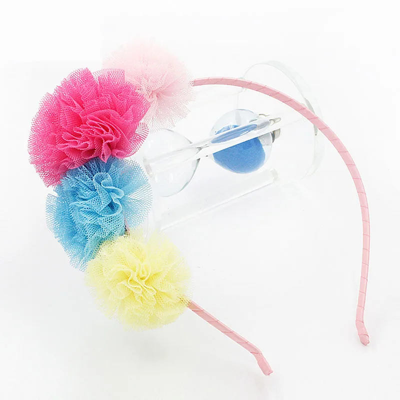 Multi-color Gauze Ball Headband Beautiful Tulle Hairband Girl Mesh Summer Head Wear Fresh Pretty Classic Children Hair Accessory |
