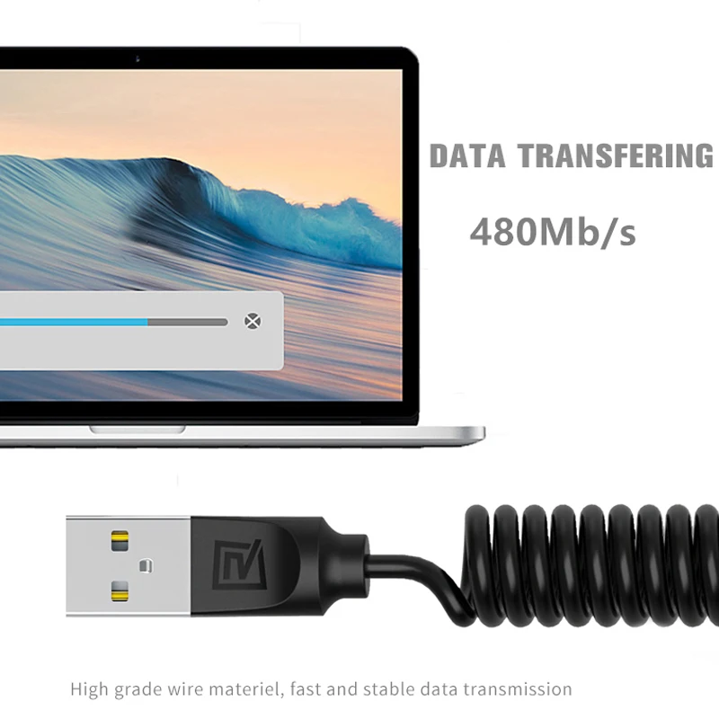 Выдвижной пружинный usb кабель Remax типа c 2 4 А для быстрой зарядки Xiaomi Mi 5 USB C кабели