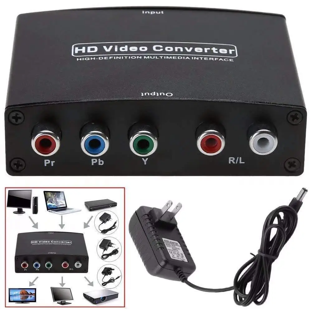 HDTV HDMI в RGB компонент YPbPr + R/L конвертер 1080P адаптер US Plug HD ТВ Видео 2 канала LPCM аудио