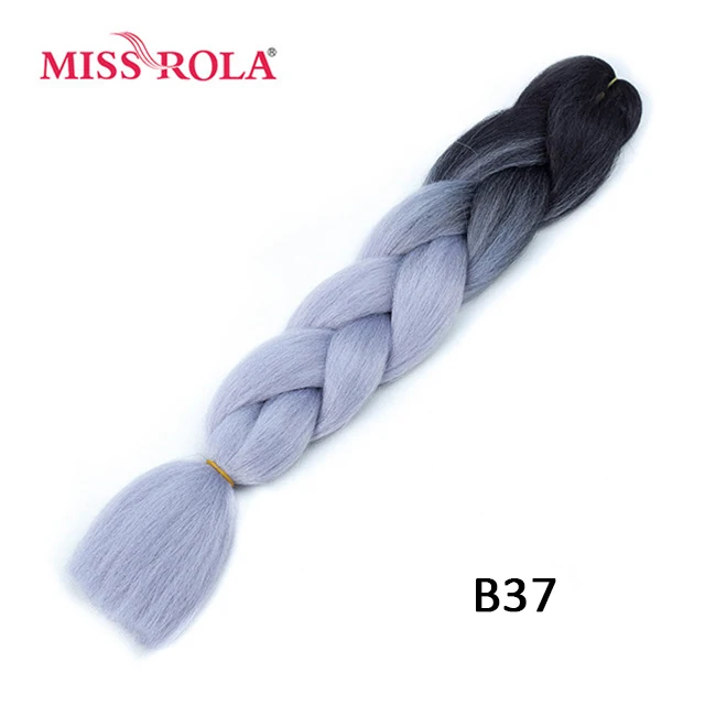 Miss Rola, большие синтетические косы, волосы, 100 г, 24 дюйма, высокотемпературное волокно, Джамбо, волосы для наращивания, Омбре, вязанные крючком, косички - Цвет: B37