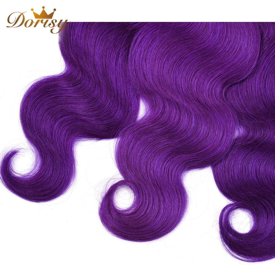 Объемные волнистые пучки с фронтальной кружевной застежкой T1b фиолетовые