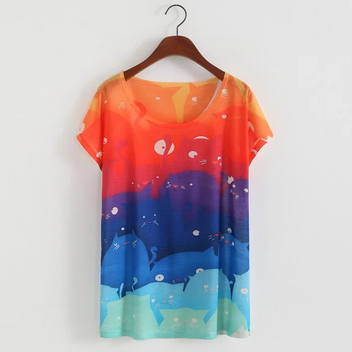 Новые модные с круглым вырезом Бесплатная доставка 30 стилей Цветочный принт