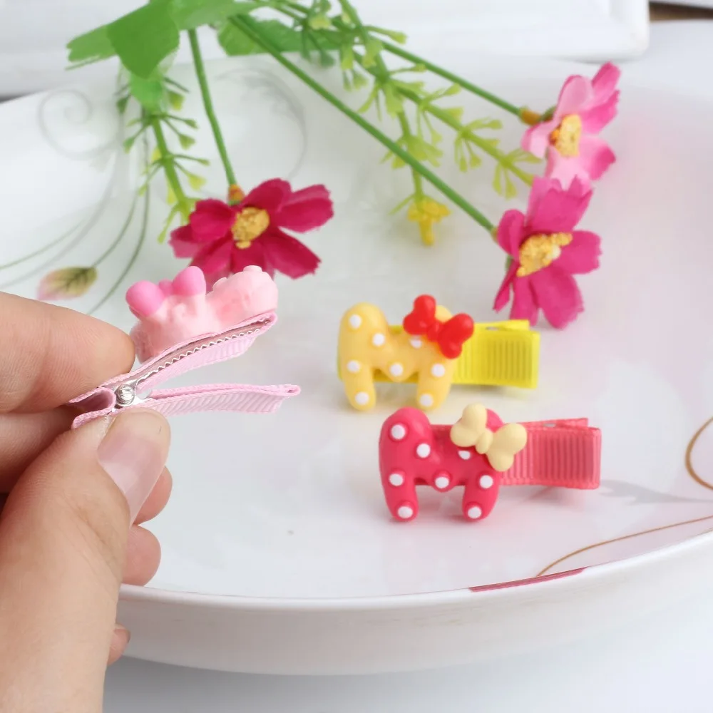 Новинка цветные детские заколки для волос из смолы с изображением кота и овцы