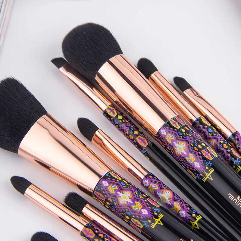 Anmor 12 шт наборы кистей для макияжа с сумкой и коробкой для очистки Основы Тени для век бровей кисти для косметики косметические инструменты