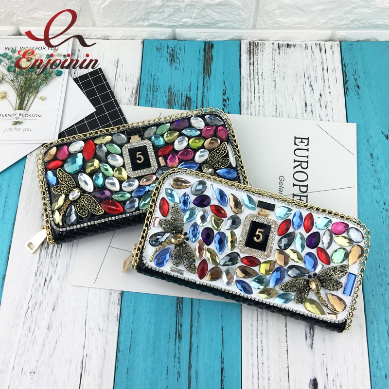 Женский кошелек с бриллиантами дизайнерский Длинный отделениями для монет и