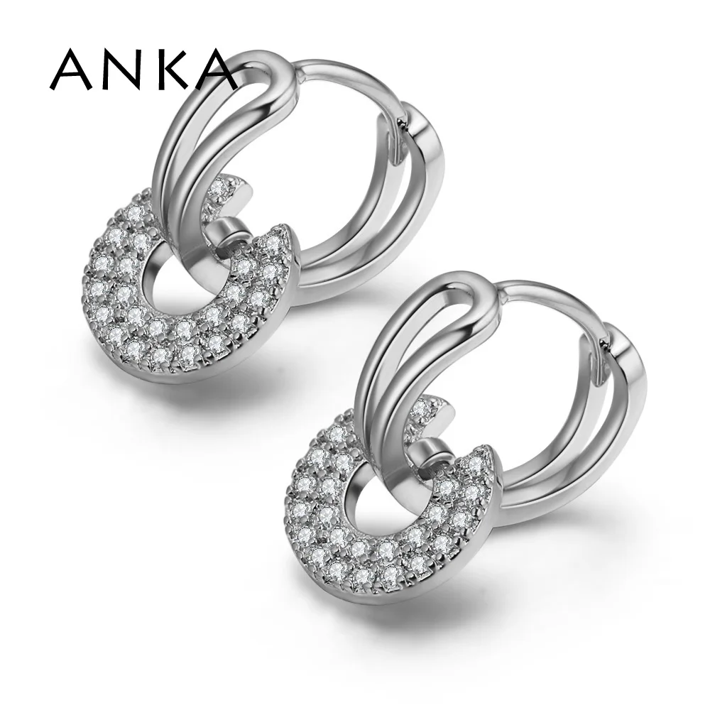 ANKA Gold Color Copper Earrings With Stones Cubic Zirconia Women's Earings New Design Jewelry For Birthday Party #132888 | Украшения и