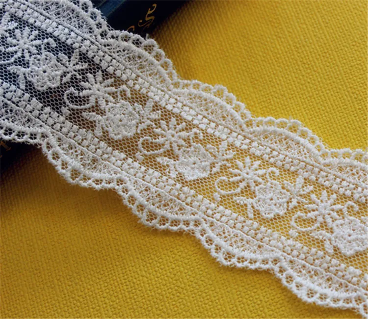 4Yds/лот 5 см в ширину Exquisitewhite искусственный шелк с вышивкой виде кружева одежда