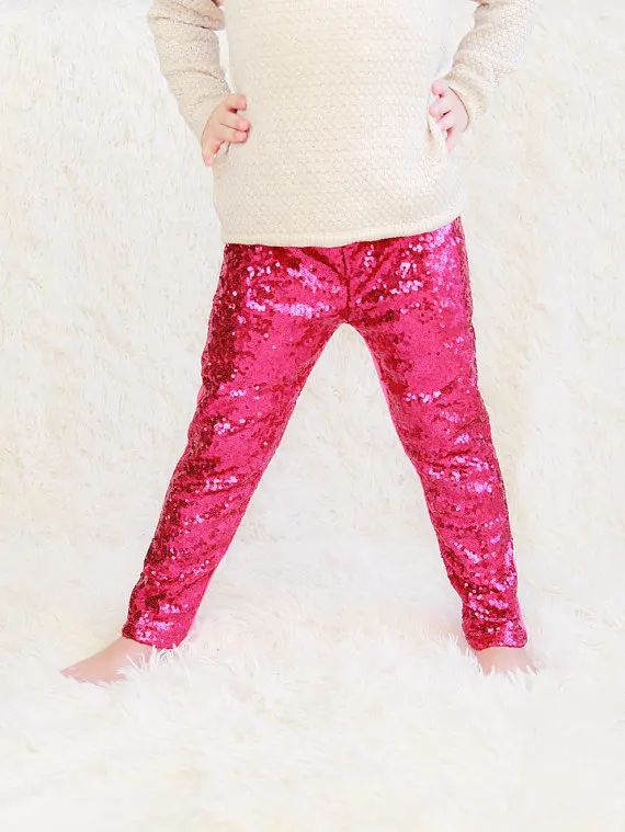 Ярко-розовые штаны с пайетками для девочек ярко-розовые блестящие яркие леггинсы