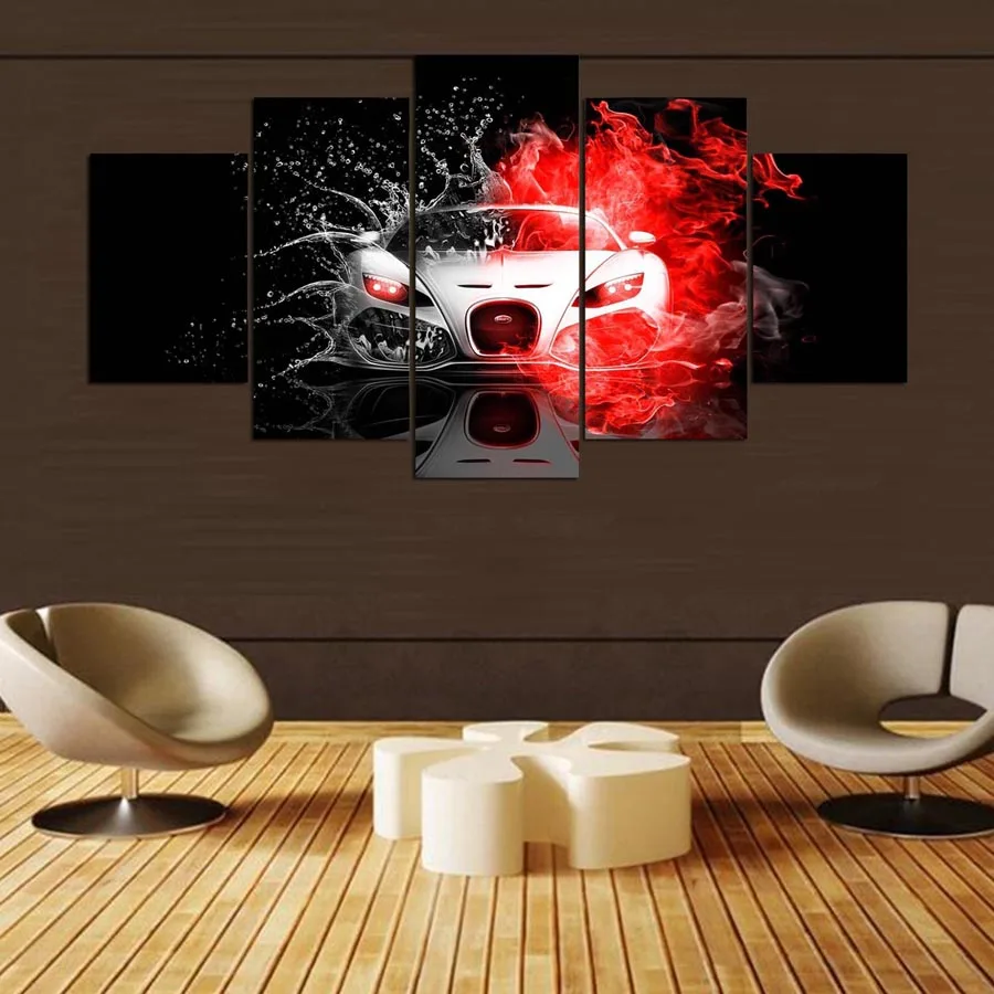 5 панельная Современная холщовая рамка для живописи крутой автомобиль искусство