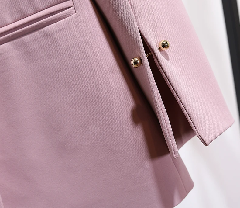 Женский пиджак розовый с разрезом и жемчужной пряжкой Повседневная Свободная