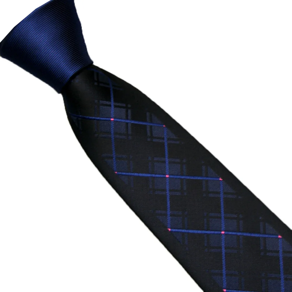 Мужской галстук LAMMULIN модный синий с узлом контрастный темно в клетку полоску