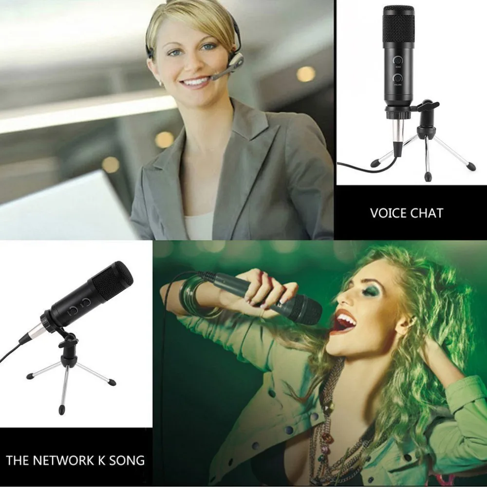 USB Microfono MK-F600TL Studio A Condensatore Professional Microfono con cavo Con Il Basamento для караоке
