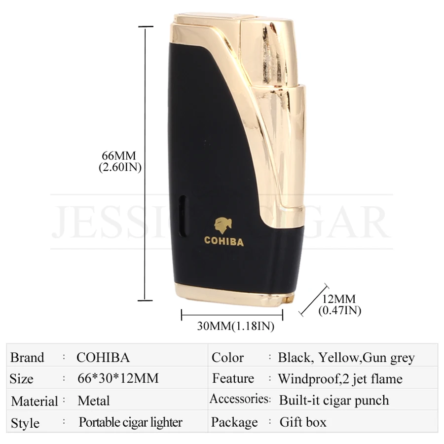 COHIBA гаджеты Модные металлические газовые зажигалки 1 пламя струи прикуривателя