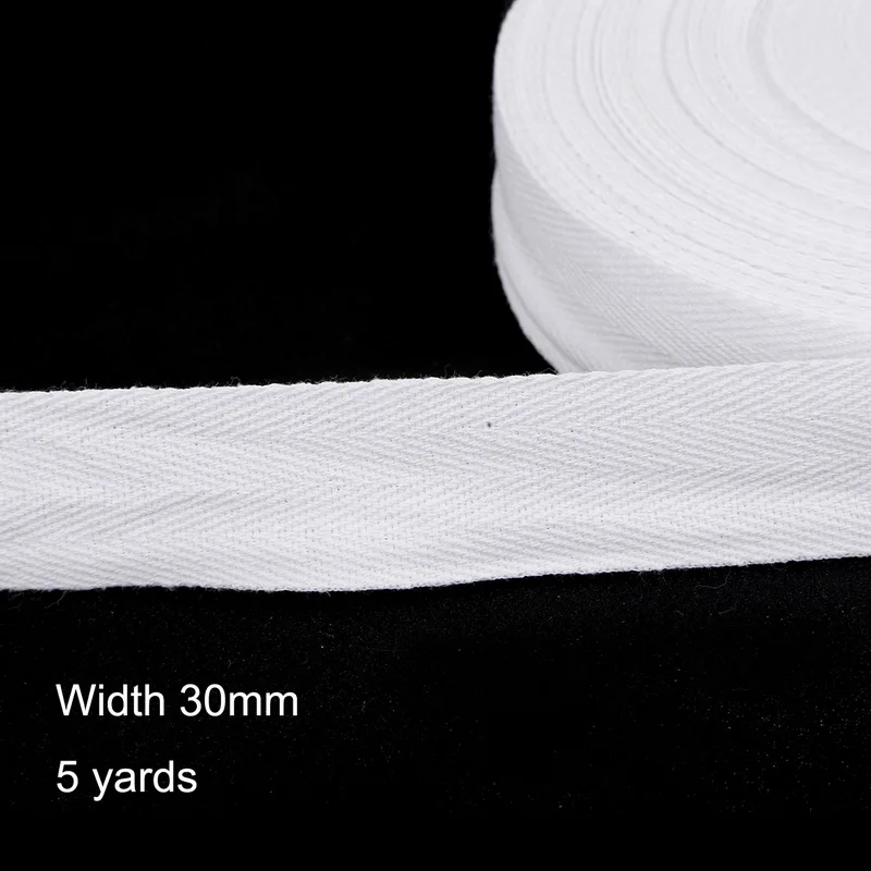 30mm White 5 ярдов/партия высокое качество белый ремень хлопок тесьма 10-50 мм елочка узор ленты DIY упаковка швейная одежда аксессуары - Цвет: 30mm White