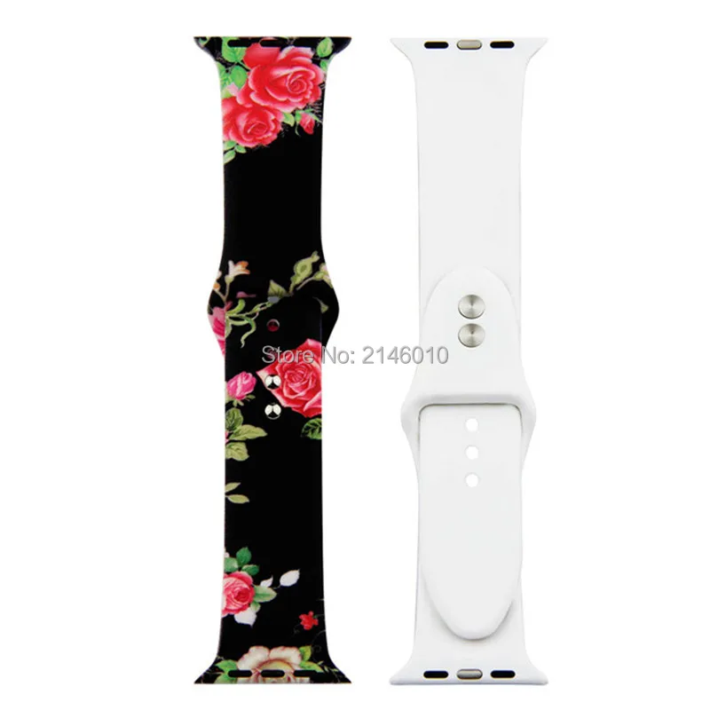 Сменный спортивный ремешок для Apple Watch Band 5, 4, 44 мм, 40 мм, силиконовый браслет с цветочным принтом для iWatch Series 3, 2, 1, 42 мм, 38 мм