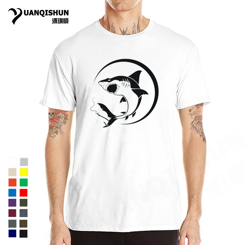 Ferocious Shark Print T Shirt 2018 New Fishinges T-Shirt Holiday Beach Casual Tshirt Boutique Men Cotton short sleeves Tee | Мужская