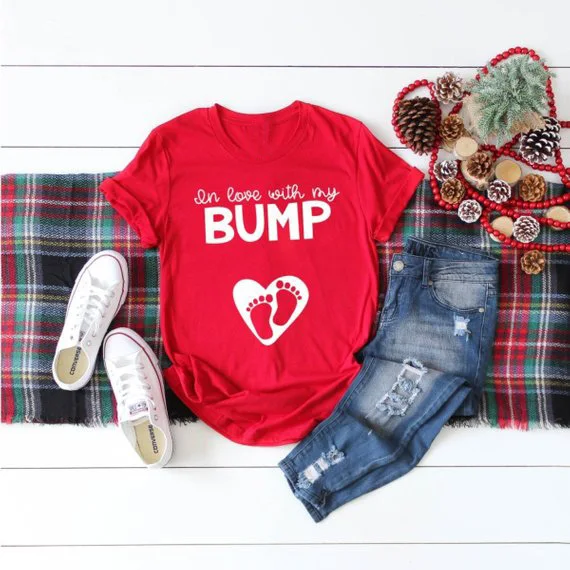 Футболка с надписью In Love with my bump новые футболки забавными графическими рисунками