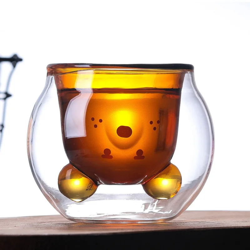 140 мл кружка с милым животным кофейная чашка двойным стеклом креативная для сока