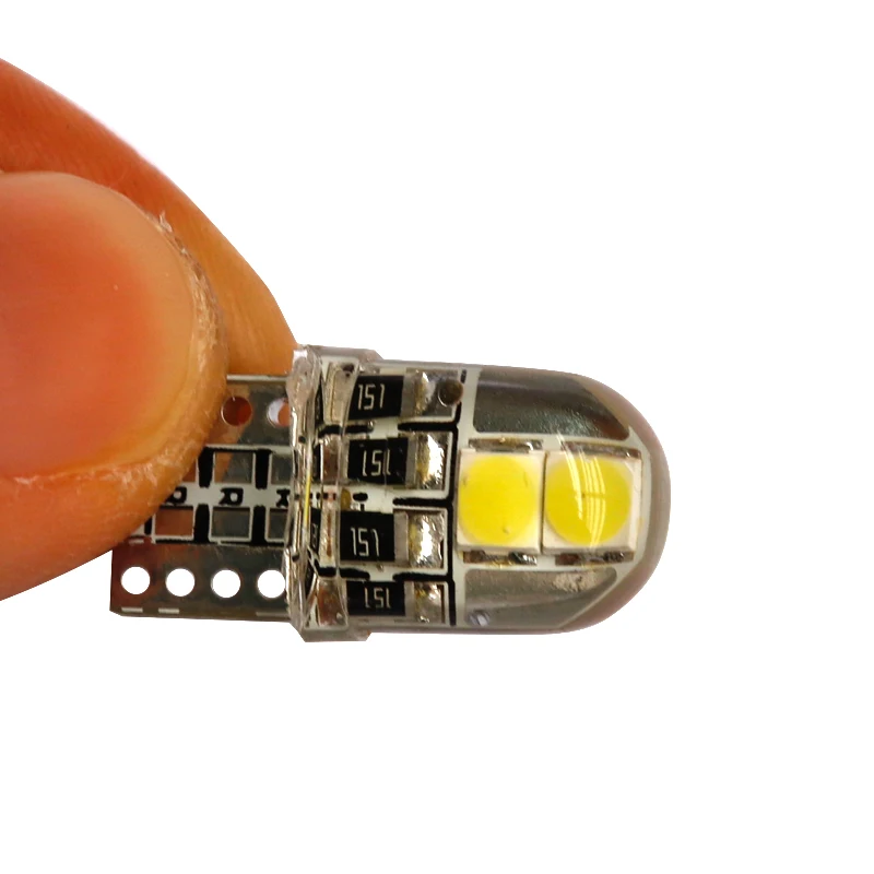 100 шт. AC/DC 12 В T10 Силиконовый 4 smd 3030 светодиодный неполярный 168 194 салон автомобиля