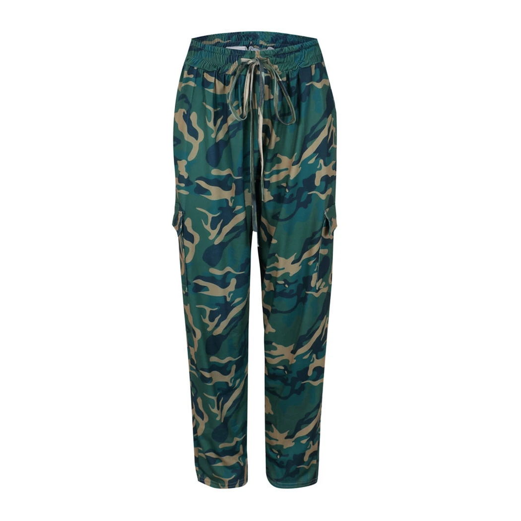 Женские камуфляжные спортивные штаны с эластичной резинкой на талии 2019