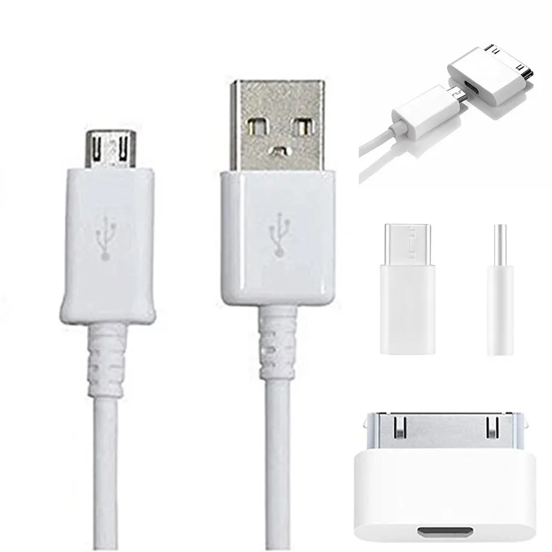 Зарядный кабель Micro USB Portefeuille 4 в 1 с адаптером типа C 30pin для Iphone Samsung Galaxy note 5 7 Meizu Pro 6