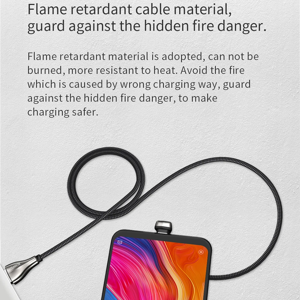 Mijia WSKEN кабель для передачи данных 3A usb type-C порт быстрая зарядка Быстрый зарядный передающий данные u-образный мобильный телефон линия для samsung