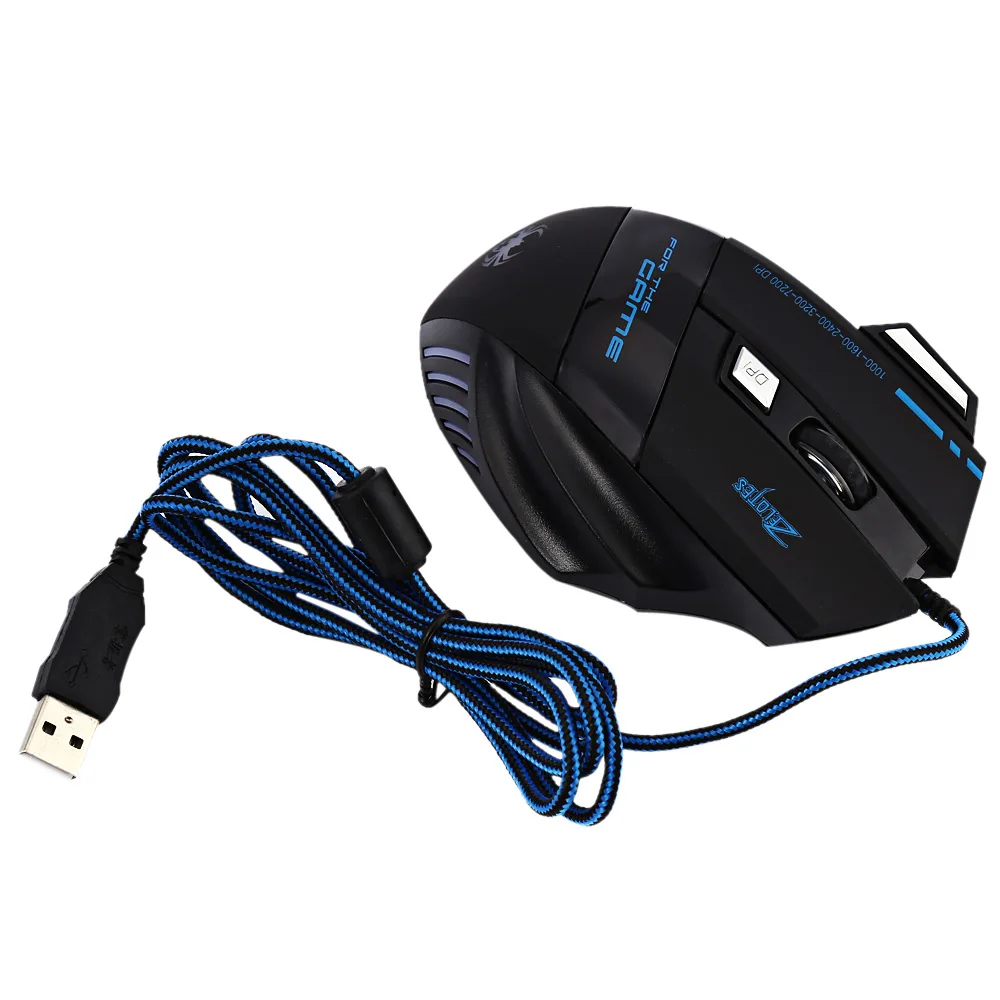 ZELOTES T - 80 7200 DPI 7 Button Multi Color LED Optical USB Wired Gaming Mouse | Компьютеры и офис
