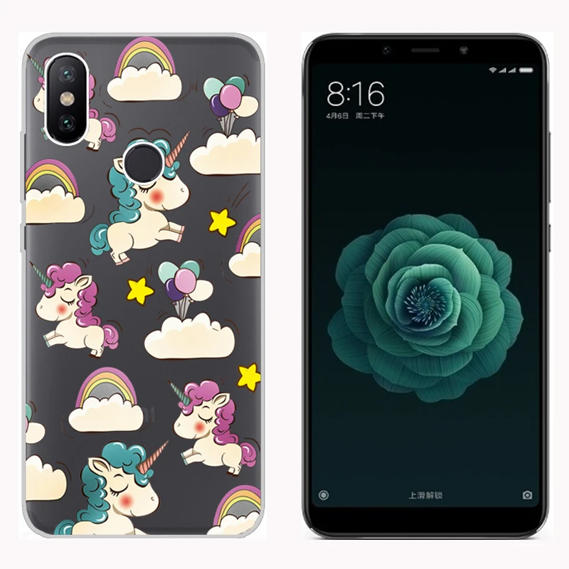 Чехол для Xiaomi Mi A2 MiA2 мягкий силиконовый прозрачный чехол из ТПУ с принтом