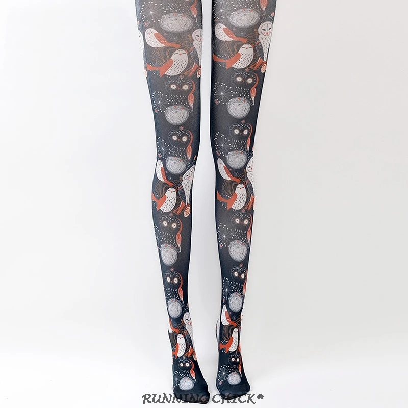 Колготки для бега с изображением милой совы | Женская одежда